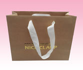 custom luxury brown kraft paper carry bag packaging with silver stamping logo
