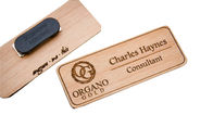 custom luxury wood material engraved magnet name badges manufacturer for sale