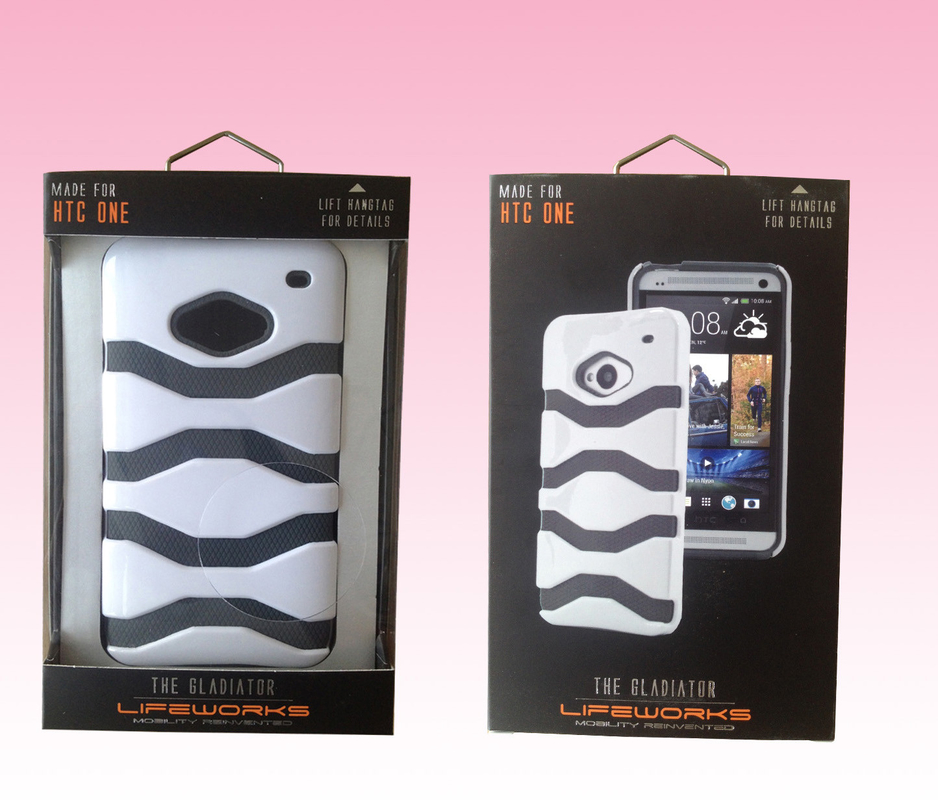 custom luxury mobile cell phone case packaging paper box with metal hanger