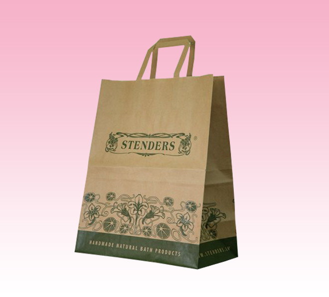 custom large brown paper bags for toy printing with flat paper handle factory