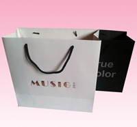 custom promotional personalized paper bag for gift with white cotton handle