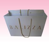 custom decorative gray paper retail bags wholesale with green hot stamping logo