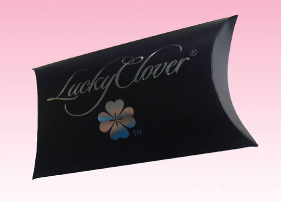 custom black paper cardboard pillow boxes with silver stamping logo