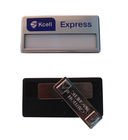 custom silver name tag clips business name badges design with logo printing