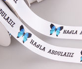 custom luxury polyester satin white ribbon with artwork printing manufacturer