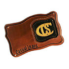 custom brown PU leather labels for handbags patches for leather for sale factory