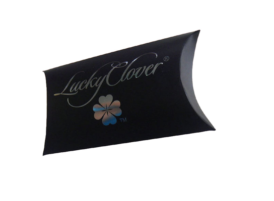 Custom Paper Black Pillow Box With Silver Foil Stamping Logo – Luxury Printed Packaging Manufacturer