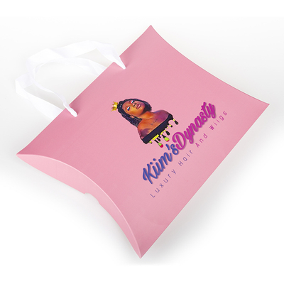 Custom Luxury Wig Pillow Boxes with Handle – Printed Hair Packaging for Wigs & Extensions