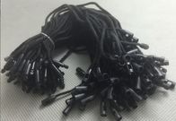 custom plastic clohting tag black String hang tag with bullet clasp manufacturer
