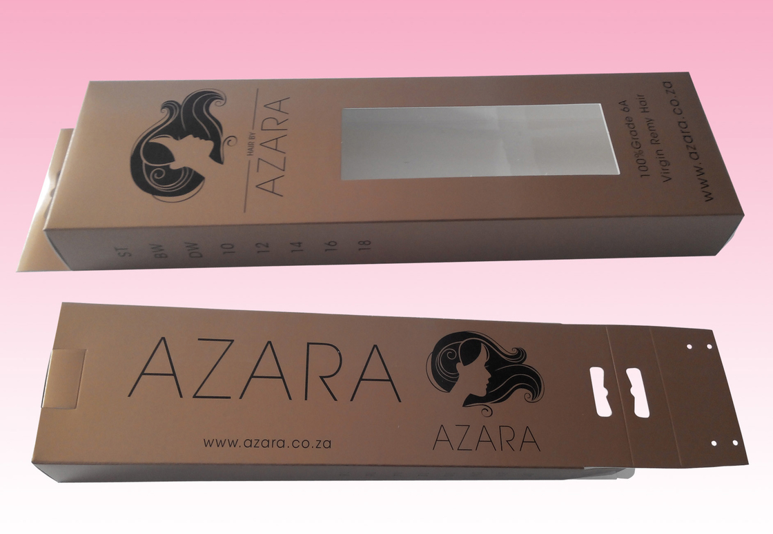 custom luxury paper packaging box printing supplier for hair extension with PVC / PET window
