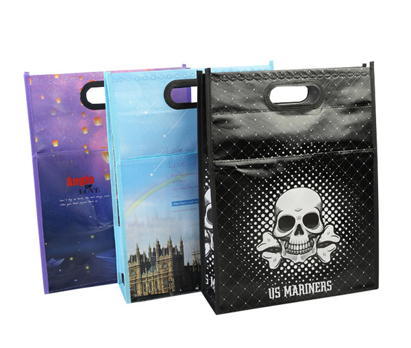 custom recycled non woven shopping bag printing supplier with die cutting handle