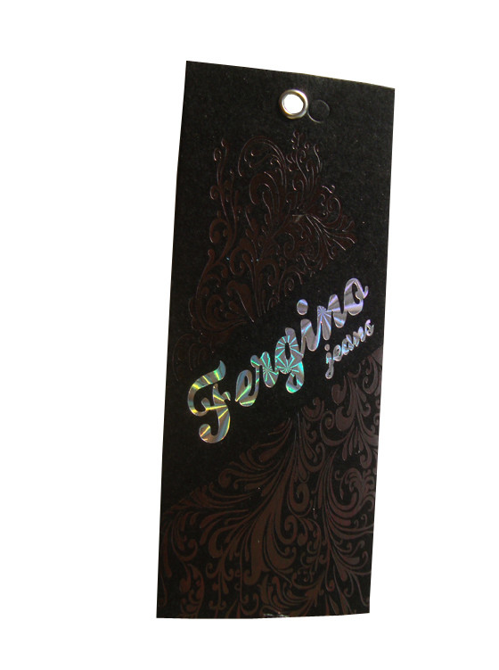 custom t shirt tags labels paper tags on clothes with holographic logo factory
