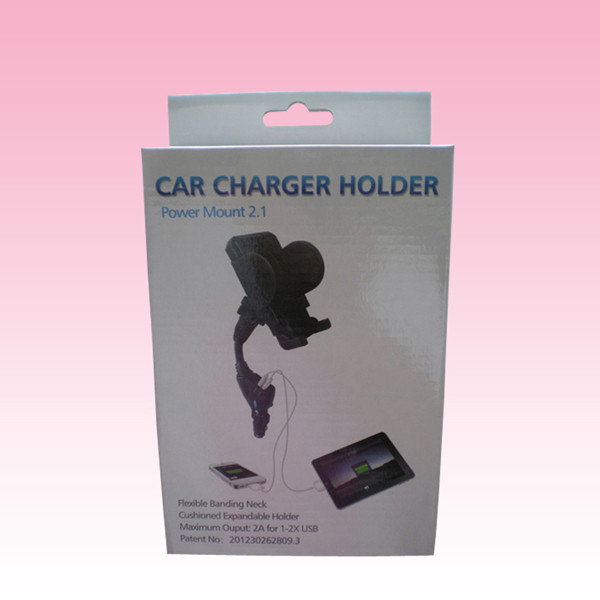 custom corrugated packaging boxes online with hanger hole for charger holder