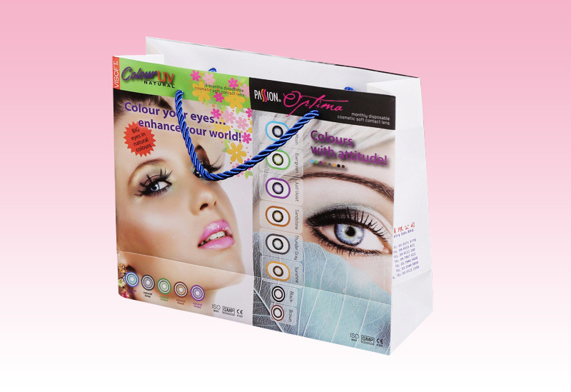 plastic shopping bags packaging for sale with rope handle design printing