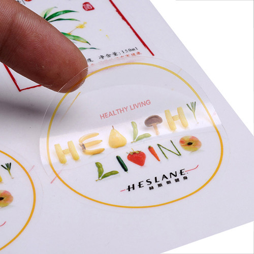 custom clear PVC  PET sticker circle adhesive label with design printing company