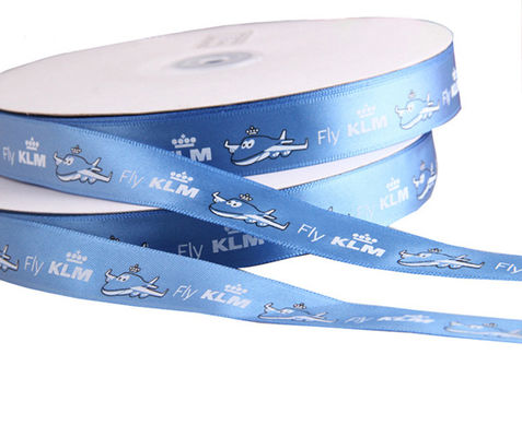 custom cheap blue christmas Polyester satin ribbon sale with logo factory