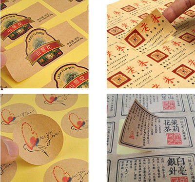 custom brown kraft paper sticker craft paper labels with logo printing fatory